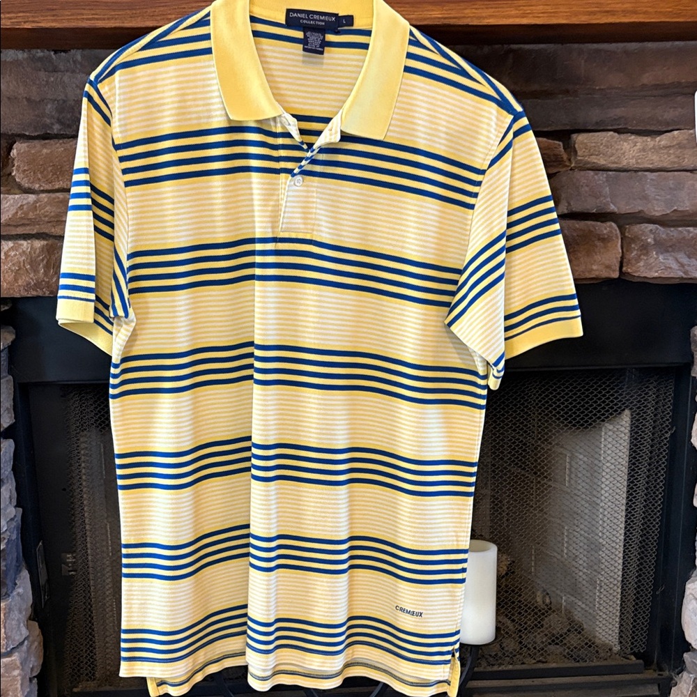 Daniel Cremieux Polo with Yellow and Navy Stripes